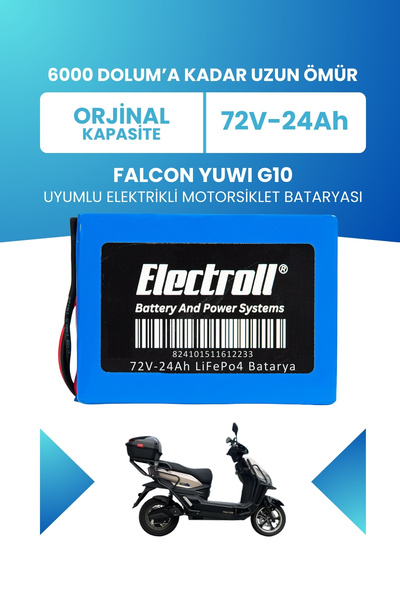 ELECTROLL Falcon Yuwı G10 Uyumlu Batarya (Standart Kapasite) LiFePO4 72V 24Ah...