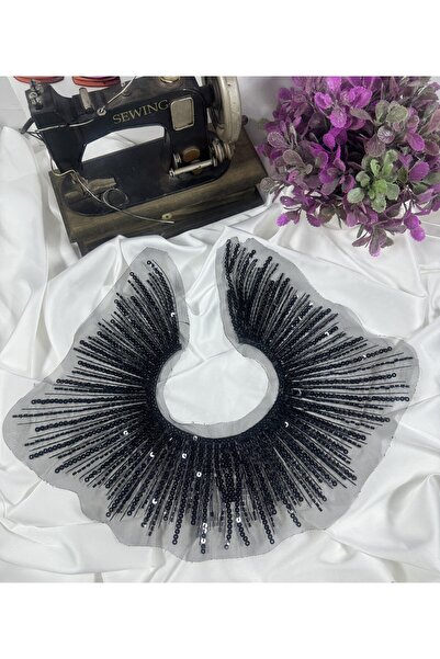 jasmina store organze üzeri payet ve boncuk işlemeli yaka