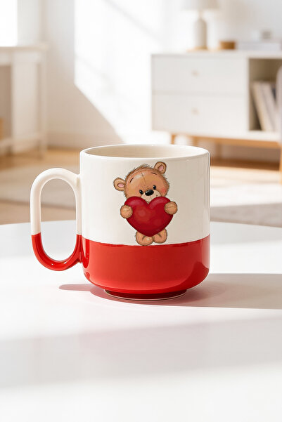 BB TRADE Red Heart Design Ceramic Printed Pro Mug Cup 330ml