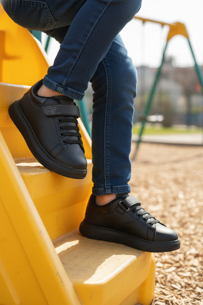 WALKWAY 150 F Pantofi sport pentru copii, unisex, negri, cu velcro