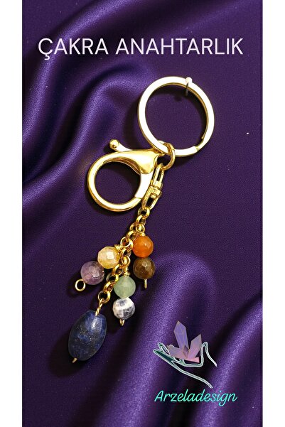 arzela سلسلة مفاتيح تشاكرات من حجر التاس الطبيعي، قطع مصقول، سلك نحاسي، سلسلة...