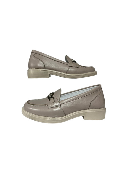 Bess Дамски бежови мокасини с каишка от естествена кожа, удобни за всеки ден