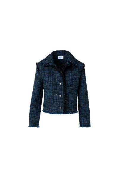 Akris Punto Düğmeli Püskül Detaylı Lacivert Tweed Ceket