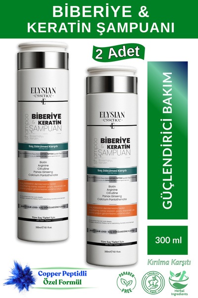 Elysian Essence Biberiye & Keratin Şampuanı 2 Adet x 300 ml | Copper Peptidli...