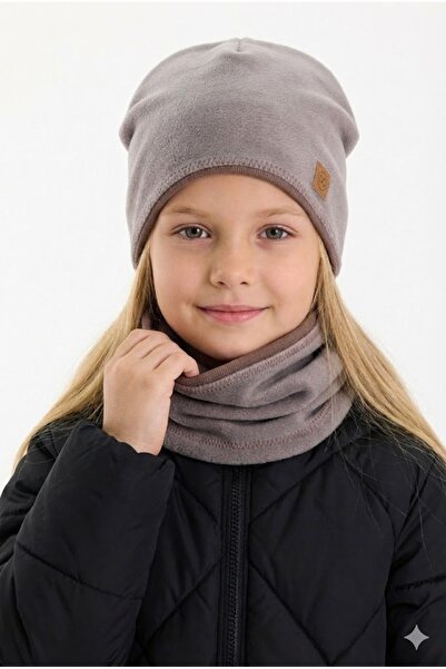 Butikgiz Children's Gray Fleece Outer Layer Brown Cotton Inner Layer Double C...