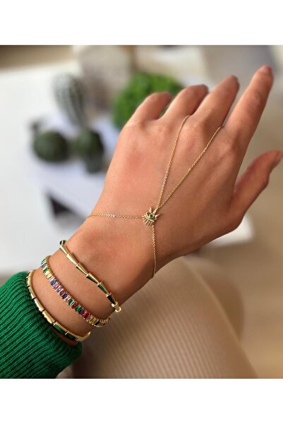 Ceso Accesories سوار شاهمران نسائي ذهبي لامع بتصميم عين الحسد