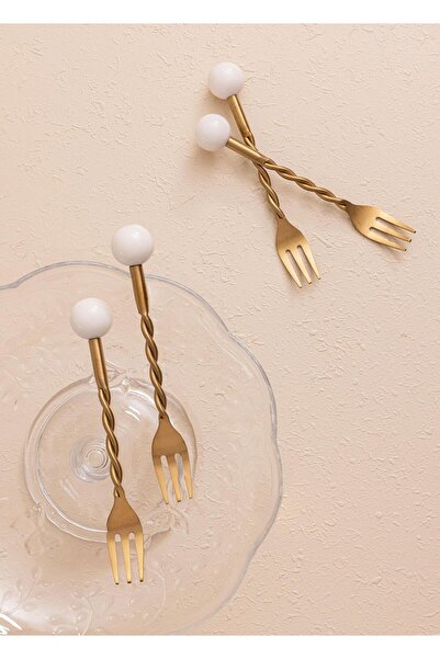 The Mia Globe Cake Fork White 4 Pieces