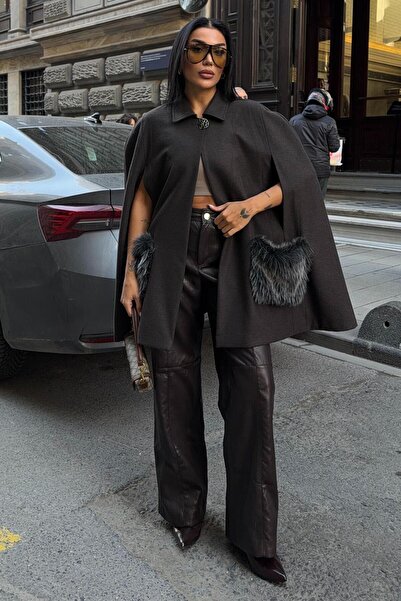 Lijuri Kürk Cepli Astarlı Panço 6168 R8-B-K3