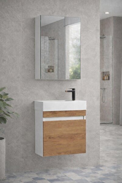 Gold Ban-yom LENA 45 CEVİZ MDF Banyo Mobilyası Seti