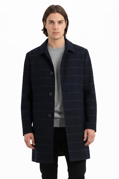 Uki LACİVERT Kaşe Kaban