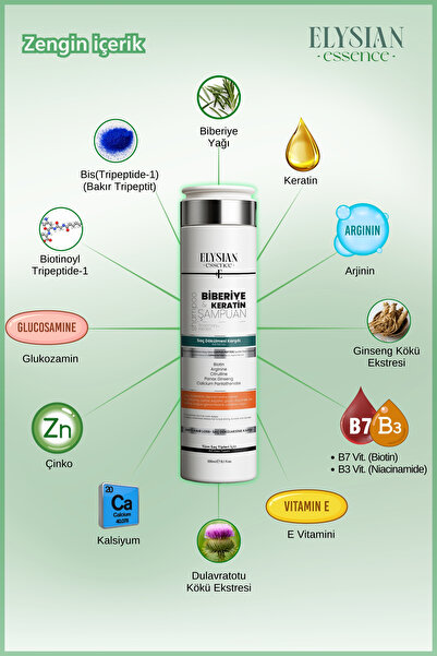 Elysian Essence Biberiye & Keratin Şampuanı | Copper Peptidli Saç Bakımı | Saç Dökülmesi Karşıtı 300 ml