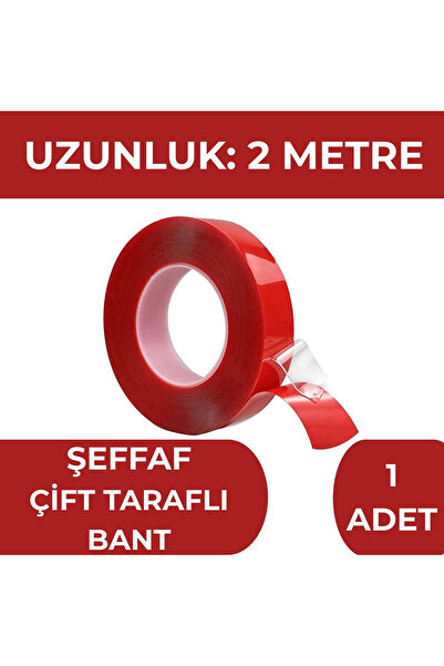 EvdeLazım Çift Taraflı Silikon Bant Güçlü Yapışkanlı Su Geçirmez Kırmızı Çerç...