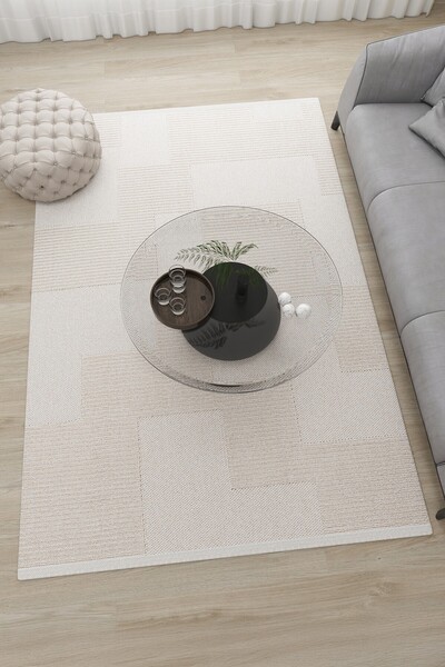 Valley 4007C Bej Modern Desenli Yumuşak Dokulu Salon Halısı Mutfak Halısı