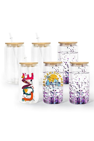 AGH life AGH Life Sublimation Glass Cup, 473ml, Double Wall, Bamboo Lid, Cust...