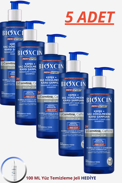 Bioxcin MEN+ SPORT Tüm Saç Tipleri Kepek + Saç Dökülmesine Karşı ( 5X500ML ) ...
