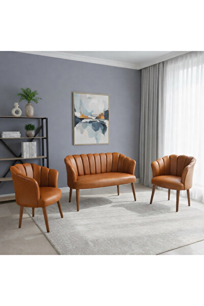 Azra Mobilya Papatya Deri Berjer Takımı | 2 Tekli + 1 İkili Koltuk | Balkon O...