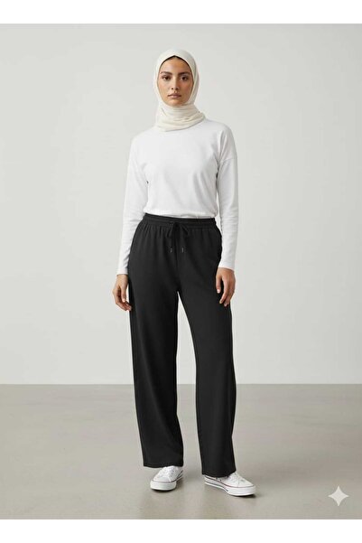 KMKkombin Women's Soft Textured Loose-Leg Youthful Sports Pants