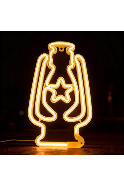 Generic Neon Lantern Light with Star Design, Warm Yellow LED, 220V Plug-in, R...