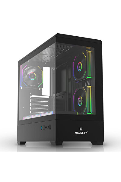 majesty RAAD PRO Mid-Tower PC Case | 6 ARGB Fans with Remote | ATX Support | ...