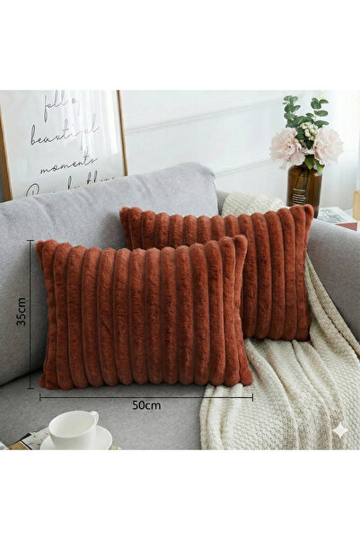 pufftable 2-Pack Corded Fabric Plush Throw Pillow Covers 35*50 Tile Color Sof...
