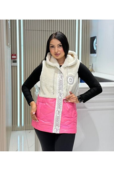 RED WOMAN FASHİON Top Side Fur Bottom Side Quilted Fabric Vest