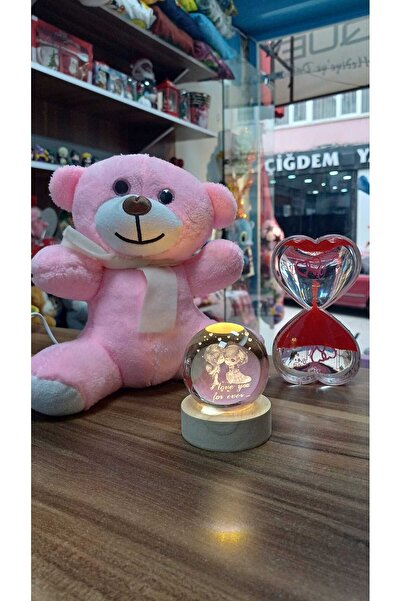 BlcBoutique Sevgililer Günü Hediyesi Romantik Hediye Seti Işıklı 3D Cam Küre ...