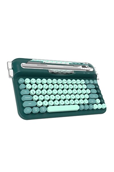 Coverzone Retro Daktilo Klavye Bluetooth & 2.4G, Standlı, Yuvarlak Tuşlu, Erg...