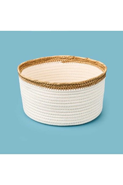 Simple Living Košara u boho stilu - bela / bež - 20x10 cm