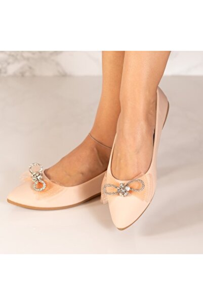 Sofia Store Balerini din piele ecologica cu funda si cristale Adnana