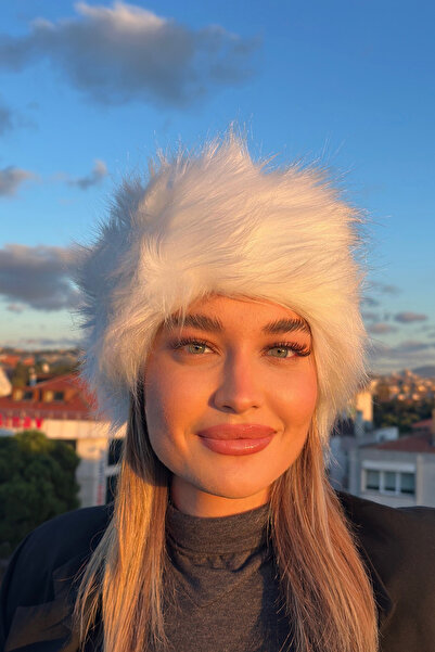 Mollycrush Women's Russian Style White Kalpak Hat |   Premium Faux Fur Winter...