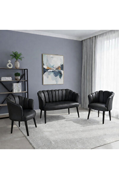 Azra Mobilya Papatya Deri Berjer Takımı | 2 Tekli + 1 İkili Koltuk | Balkon O...