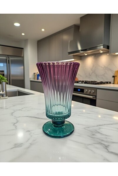 VESTA Concept Crystal Cut 6-Piece Coffee Side Water Glass Set - Modern Stripe...