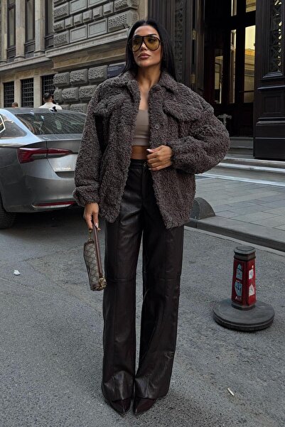 Lijuri Plush Basic Jacket with Collar Pocket 7102