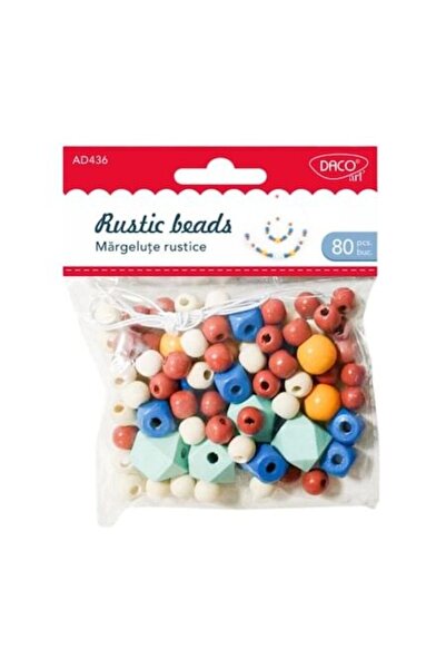 Daco Rustic Wooden Beads Daco, 80 pcs/Set