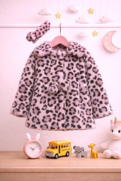 DeKuBaby Leopard Patterned - Bandana Plush Baby Girl-Child Coat