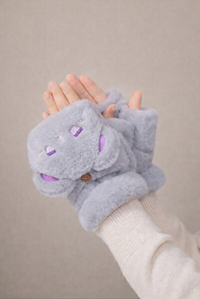 MD Moda Accessories قفازات قطيفة بدون أصابع مع شكل دمية دب لطيفة |   قفازات ش...
