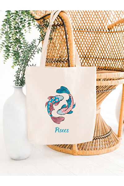 junobi حقيبة قماش خاصة برج الحوت 35x40 سم - سلسلة علم التنجيم
