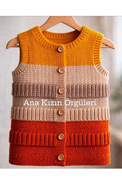 diğerr1 Girls' Vest, Red Orange Stylish Trendy Vest