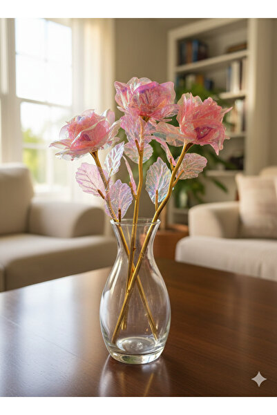 BUKET X 3lü Açık Pembe Sonsuzluk Gülü Sevgililer Günü Çiçeği