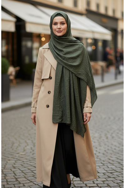 sefamerve Bamboo Kraş Shawl 1005-11 Khaki