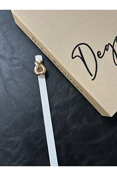 LİA KEMER Journey Interlocking Ring Pattern Faux Leather Women's Gold Buckle ...