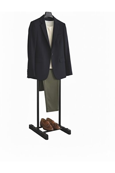 As Reyon Tek Tepeli Dilsiz Uşak Yükseklik Ayarlanabilir Elbise Askısı Siyah Y...