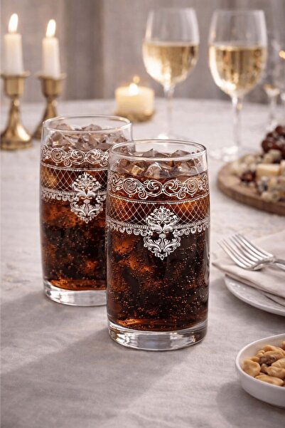 Jenisa Imperial Model Patterned Elegant Water & Soft Drink Glass Set of 2