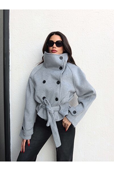 ESRAHELVACI Mock Neck Short Cashmere Coat