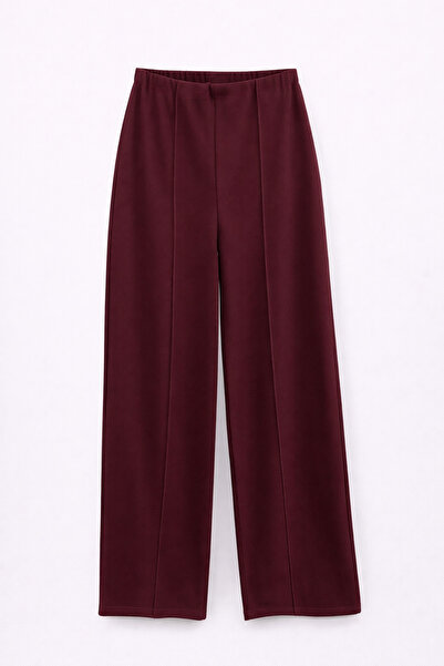 Mixray 4760 Women's Wide Leg Draped Elastic Waist Thessaloniki Pants Plum