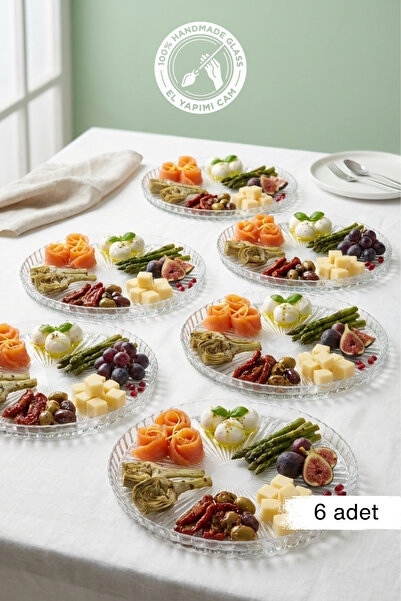 Glamis Selen Concept Damla Model Büyük Boy El Yapımı Cam Servis Tabağı ve Sun...