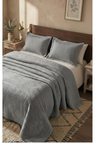 ALTINPAMUK Suede Double Bedspread 260X240 Gray