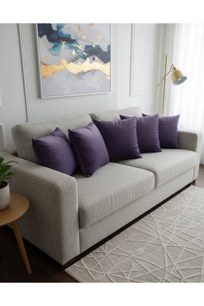 Vera Mürdüm Mor Tonlarında Modern 4'lü Kırlent Kılıfı