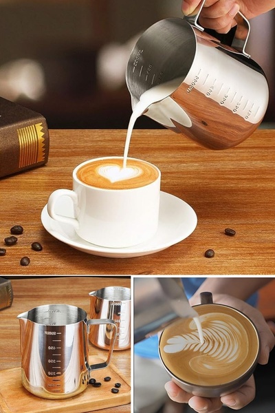 Kitchen Beauty Paslanmaz Çelik Süt Potu Sütlük - Barista Süt Isıtıcı & Köpürt...