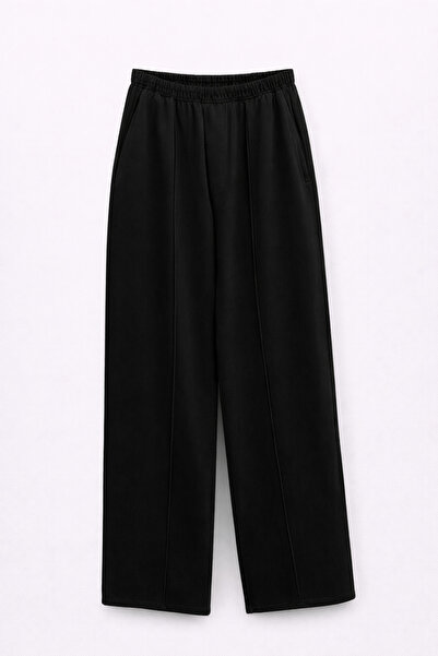 Mixray 4783 Women's Wide Leg Flowy Palazzo Gabardine Pants Black